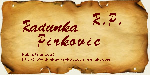Radunka Pirković vizit kartica